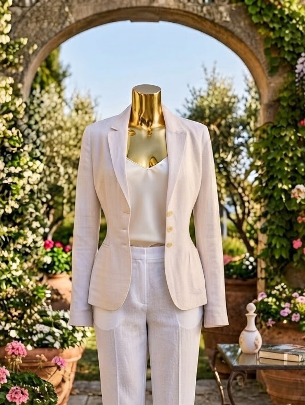 White Women's Linen Blazer - Classic Tailored Jacket 🤍